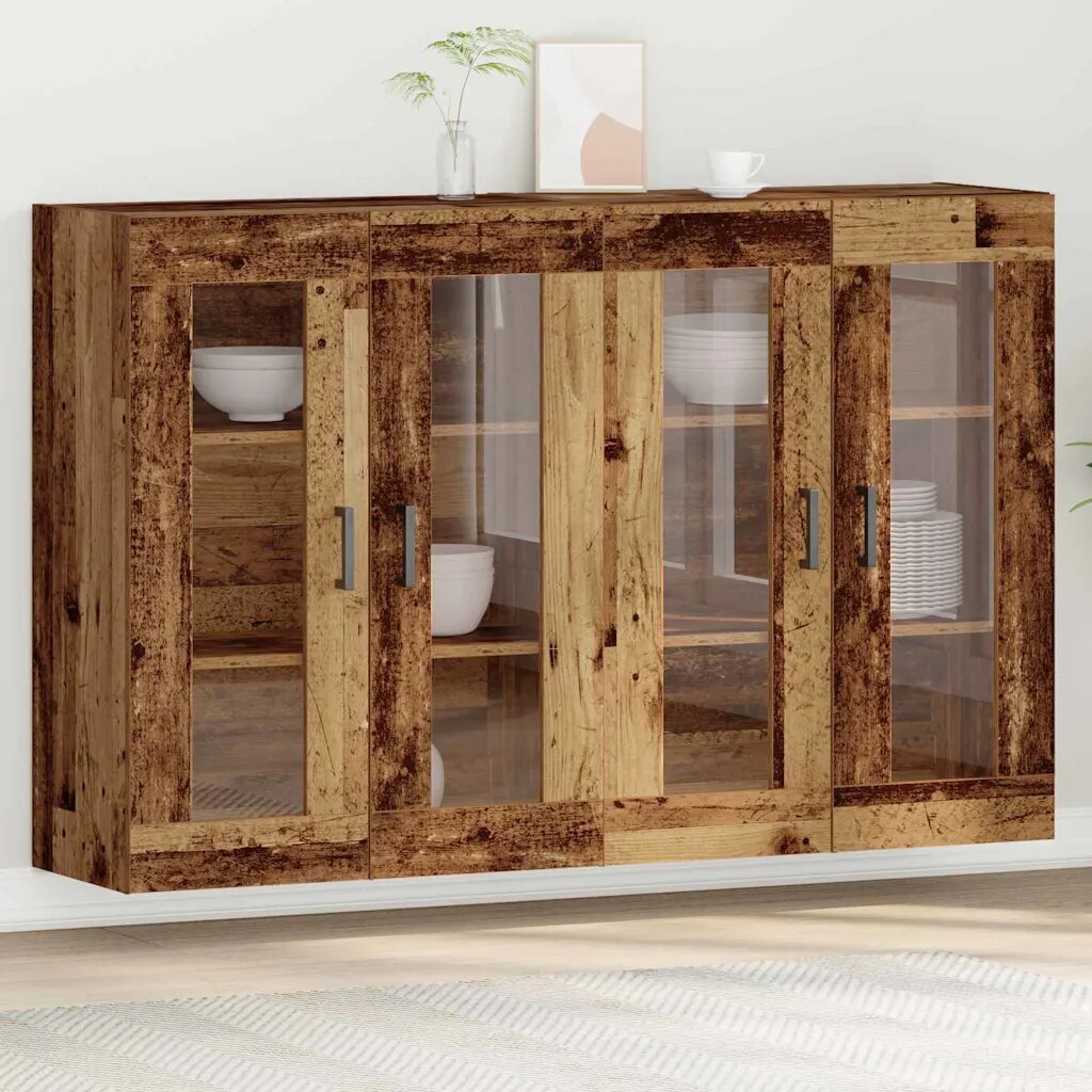 vidaXL Стенни шкафове 2 бр. Старо дърво 695 x 34 x 90 см