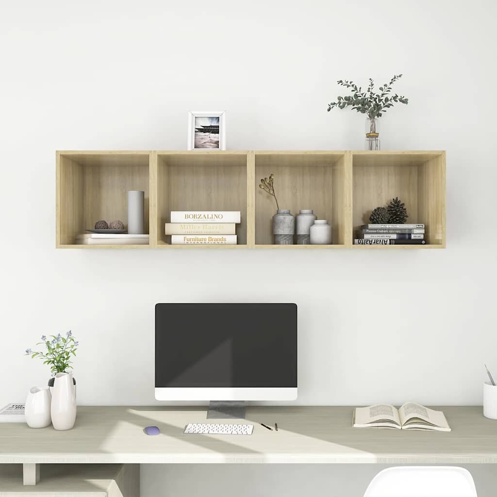 vidaXL Стенни шкафове 4 бр дъб сонома 37x37x37 см инженерно дърво