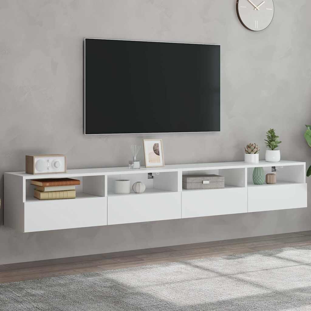 vidaXL Стенни ТB шкафове 2 бр бели 100x30x30 см инженерно дърво