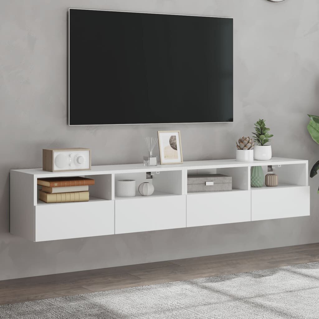 vidaXL Стенни ТB шкафове 2 бр бели 80x30x30 см инженерно дърво