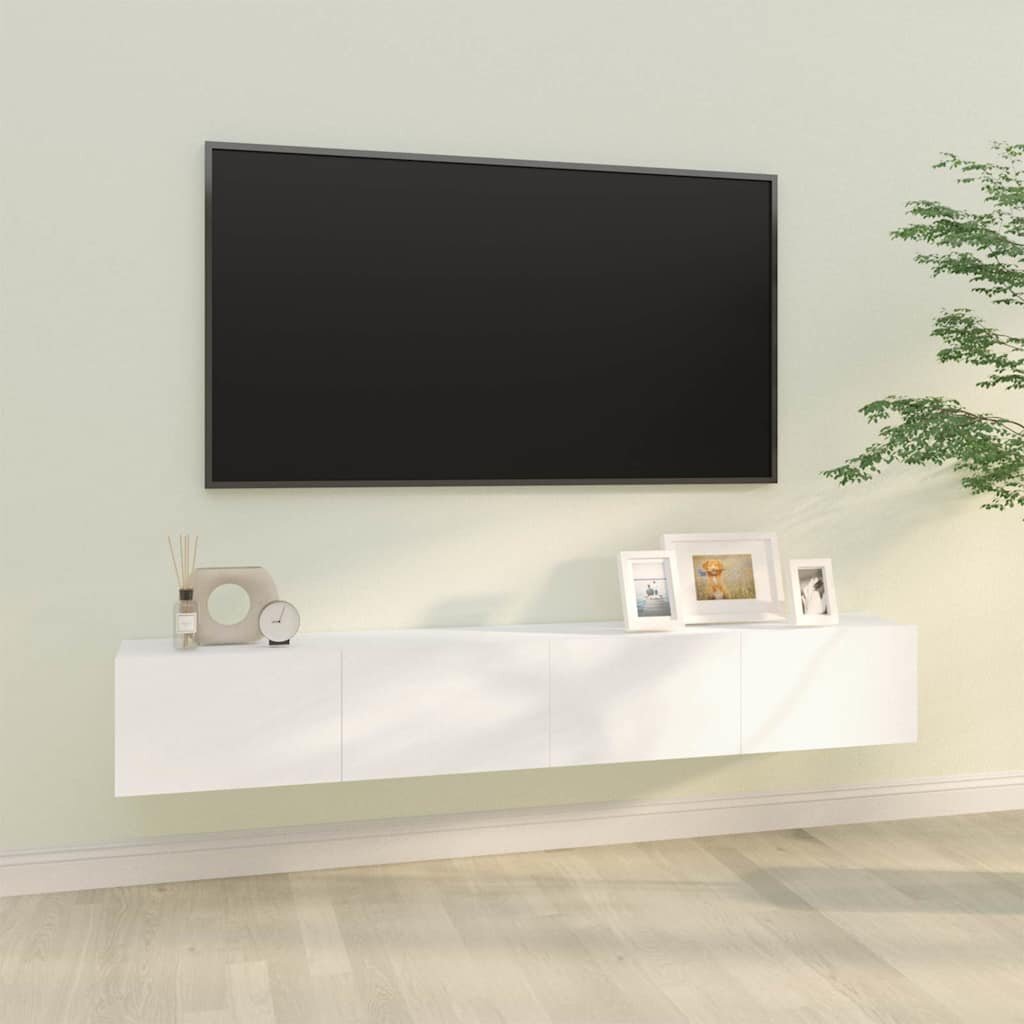 vidaXL Стенни ТВ шкафове 2 бр бели 100x30x30 см инженерно дърво
