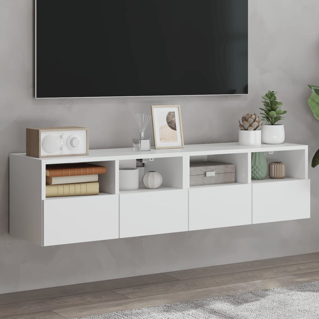 vidaXL Стенни ТВ шкафове 2 бр бели 60x30x30 см инженерно дърво