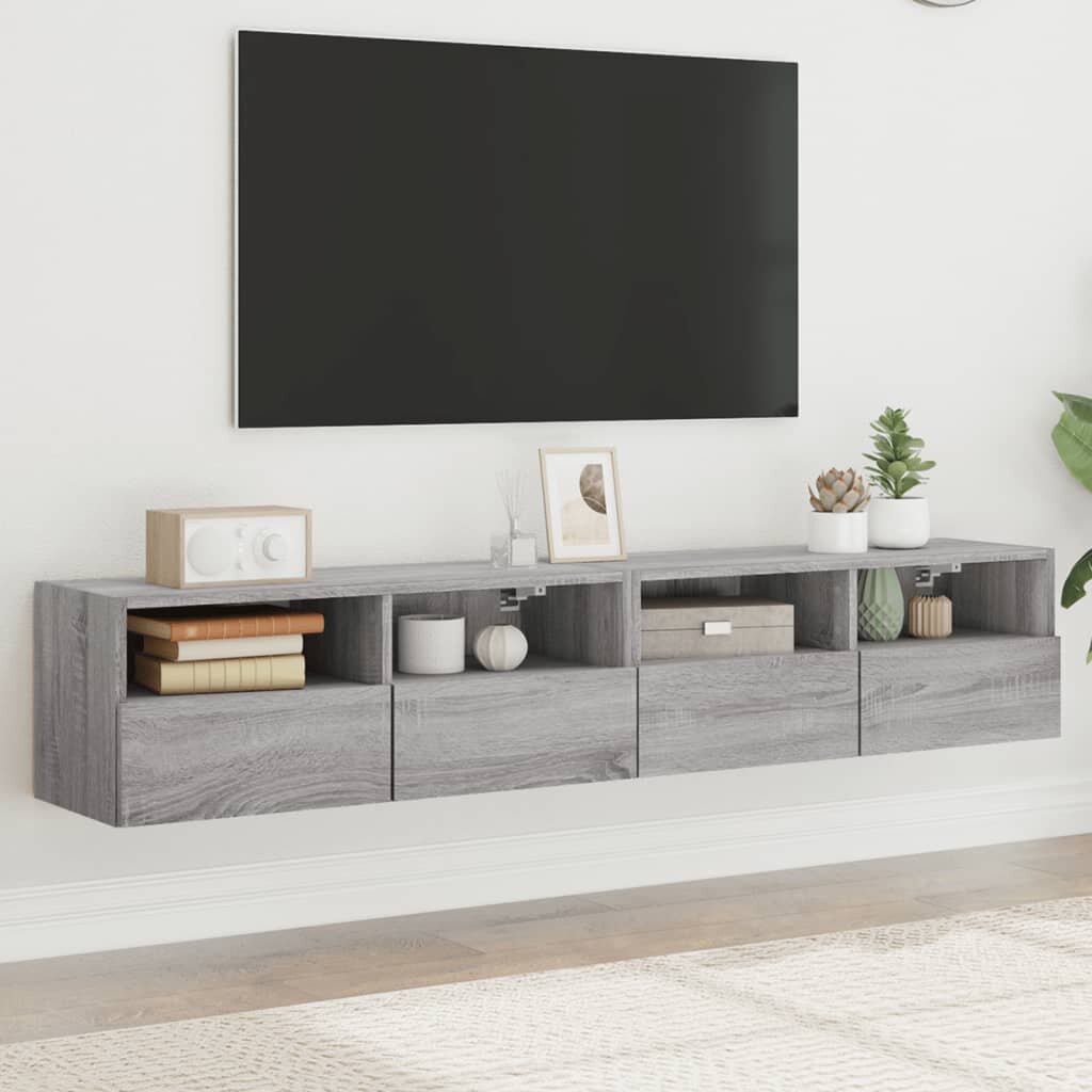 vidaXL Стенни ТВ шкафове 2 бр сив сонома 80x30x30 см инженерно дърво