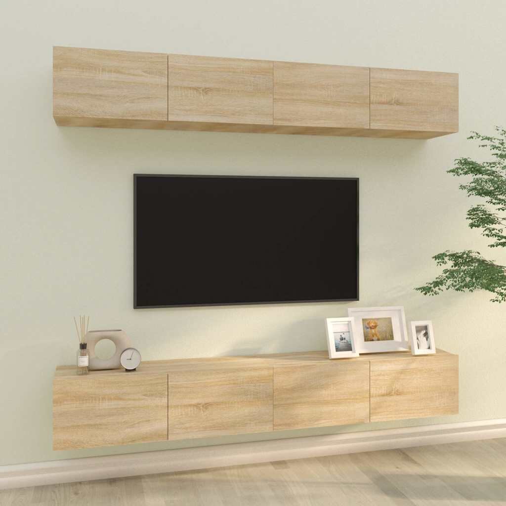 vidaXL Стенни ТВ шкафове 4 бр дъб сонома 100x30x30 см