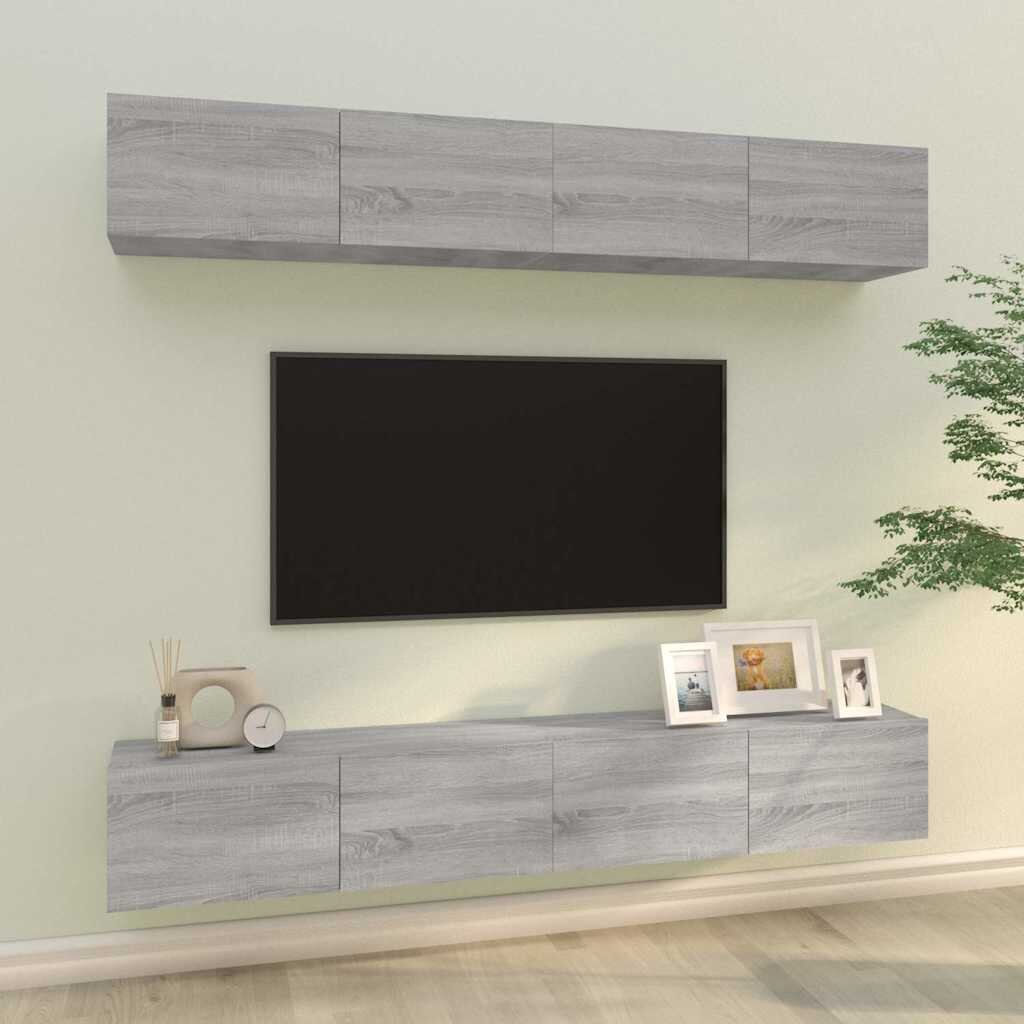 vidaXL Стенни ТВ шкафове 4 бр сив сонома 100x30x30 см