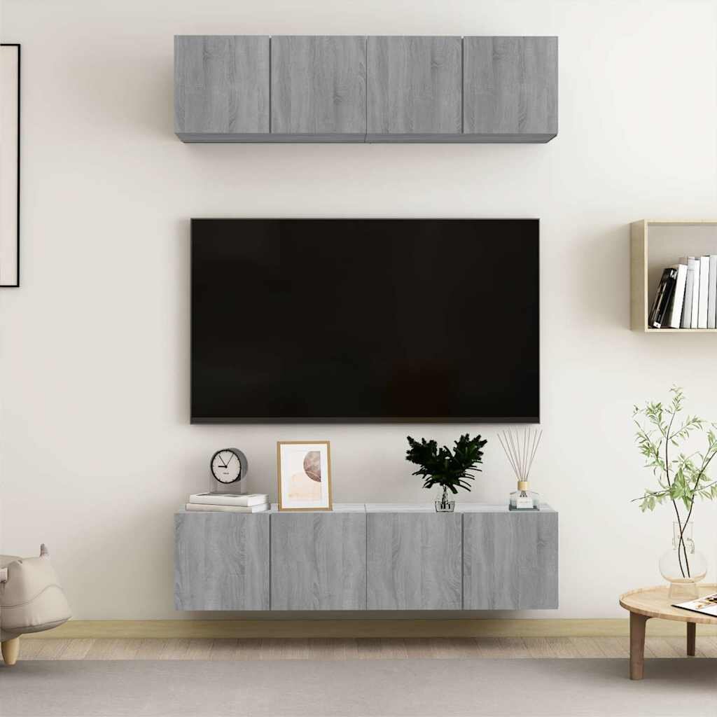 vidaXL Стенни ТВ шкафове 4 бр сив сонома 60x30x30 см инженерно дърво