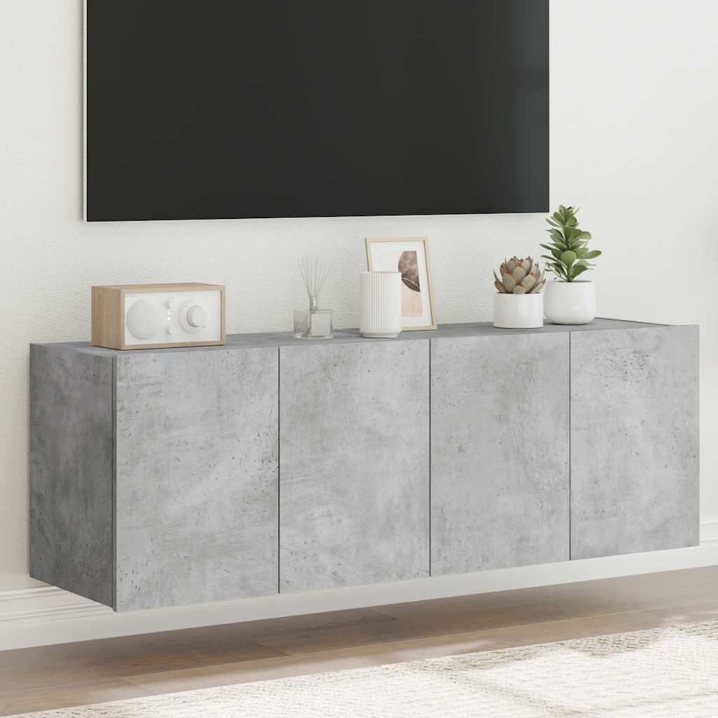 vidaXL Стенни ТВ шкафове с LED лампи 2 бр бетонно сиви 60x35x41 см