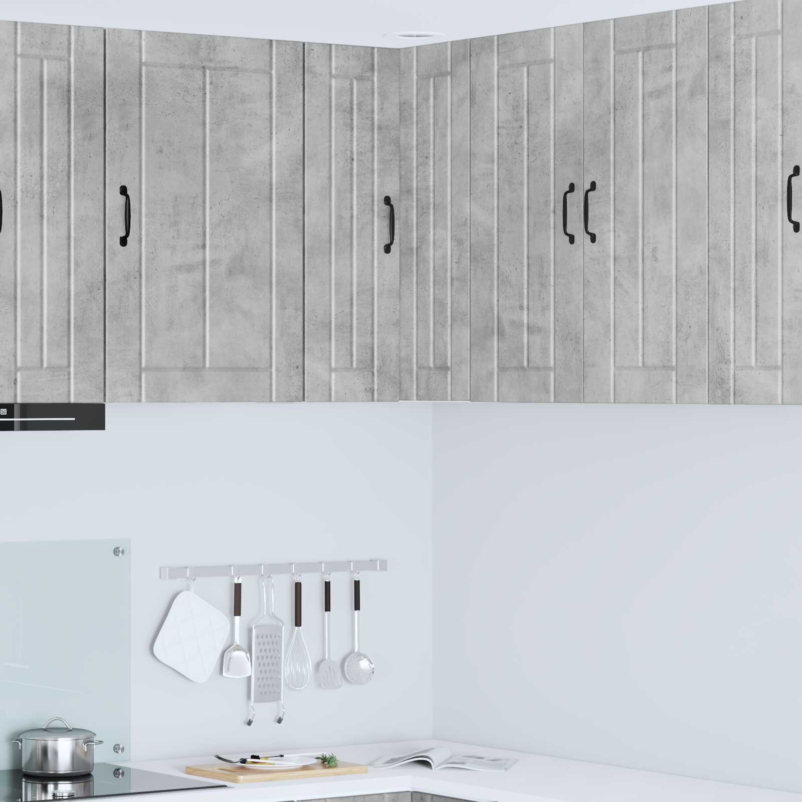 vidaXL Стенно ъглово шкафче LUCCA Бетонно сиво 57 x 57 x 80 см