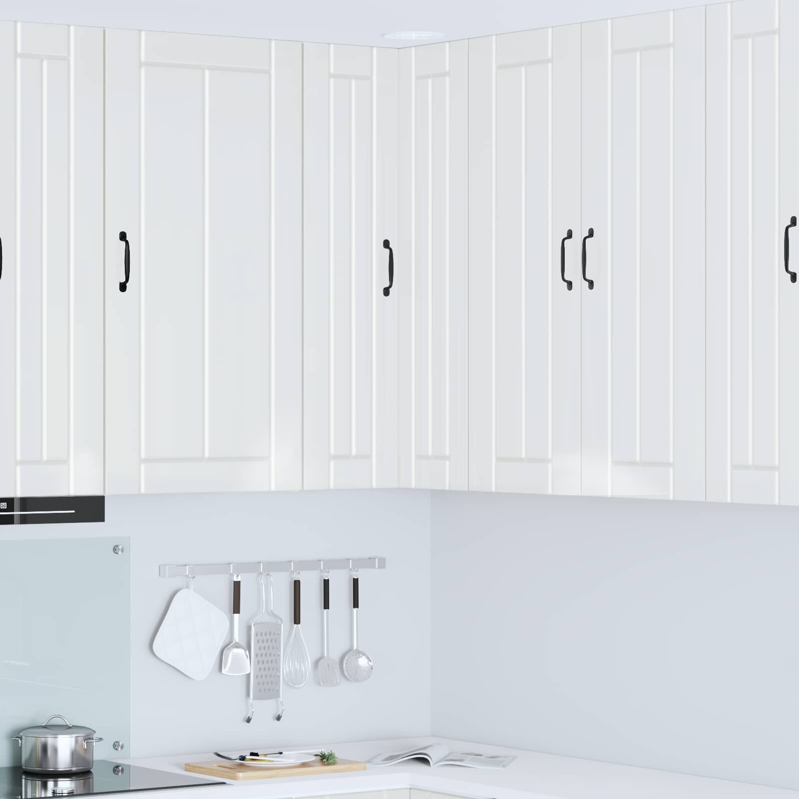 vidaXL Стенно ъглово шкафче LUCCA Бял гланц 57 x 57 x 100 см
