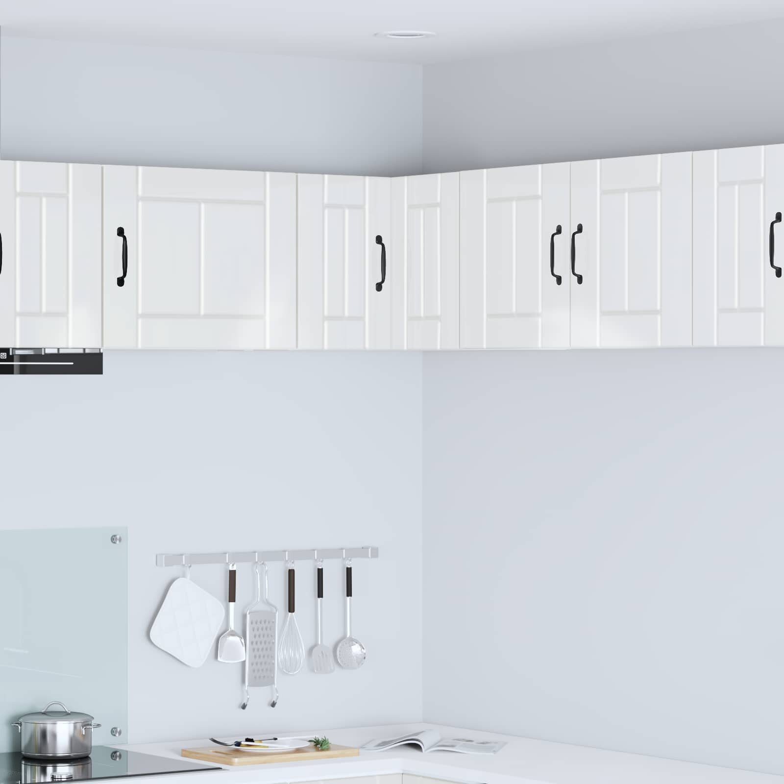 vidaXL Стенно ъглово шкафче LUCCA Бял гланц 57 x 57 x 40 см