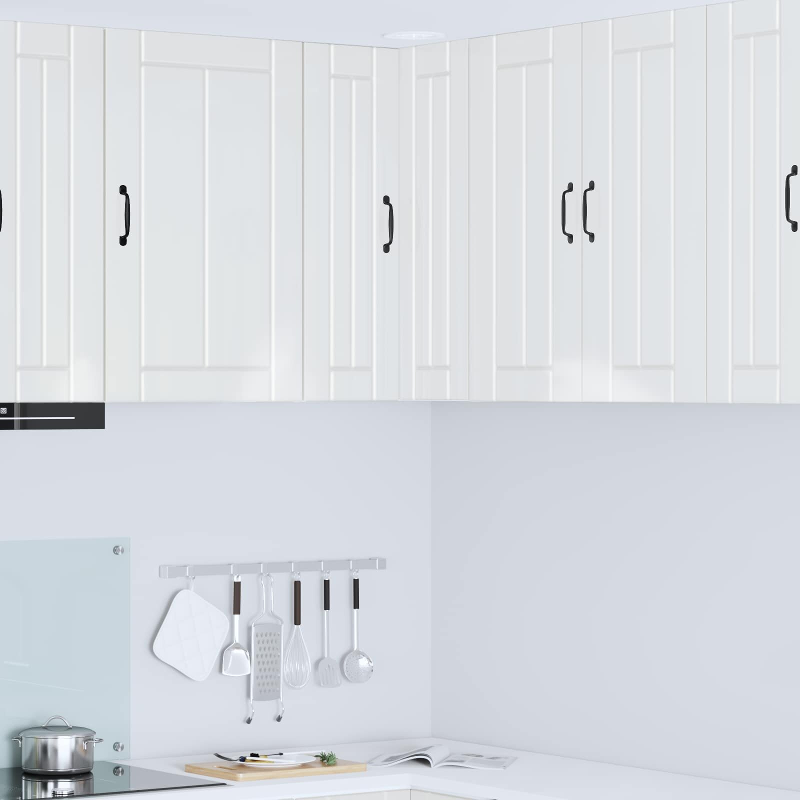 vidaXL Стенно ъглово шкафче LUCCA Бял гланц 57 x 57 x 80 см