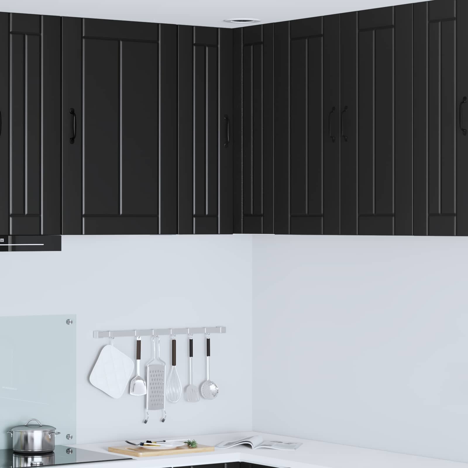 vidaXL Стенно ъглово шкафче LUCCA Черно 57 x 57 x 80 см