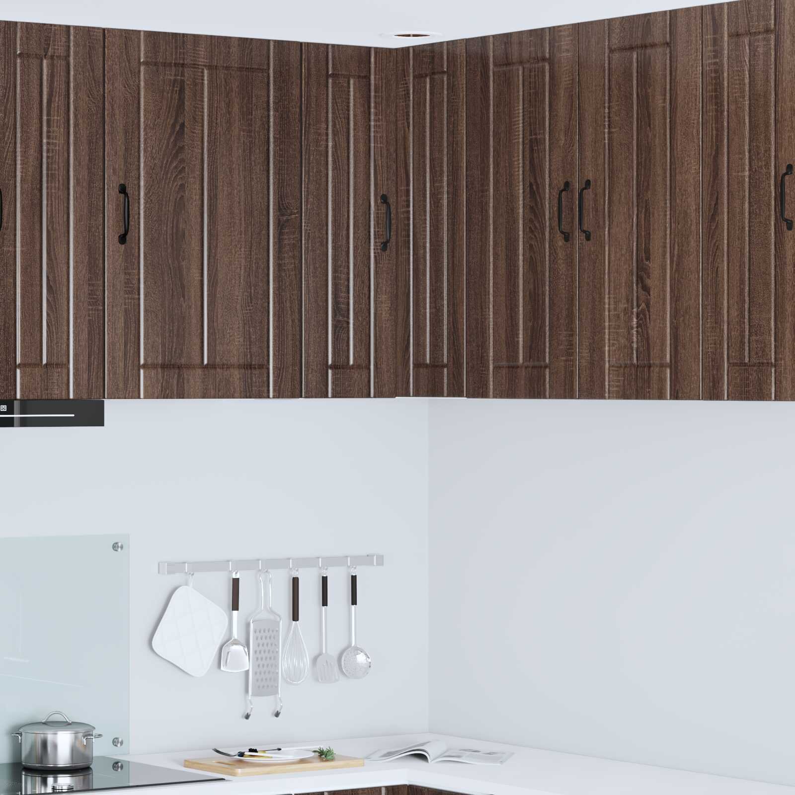 vidaXL Стенно ъглово шкафче LUCCA Кафяв дъб 57 x 57 x 80 см