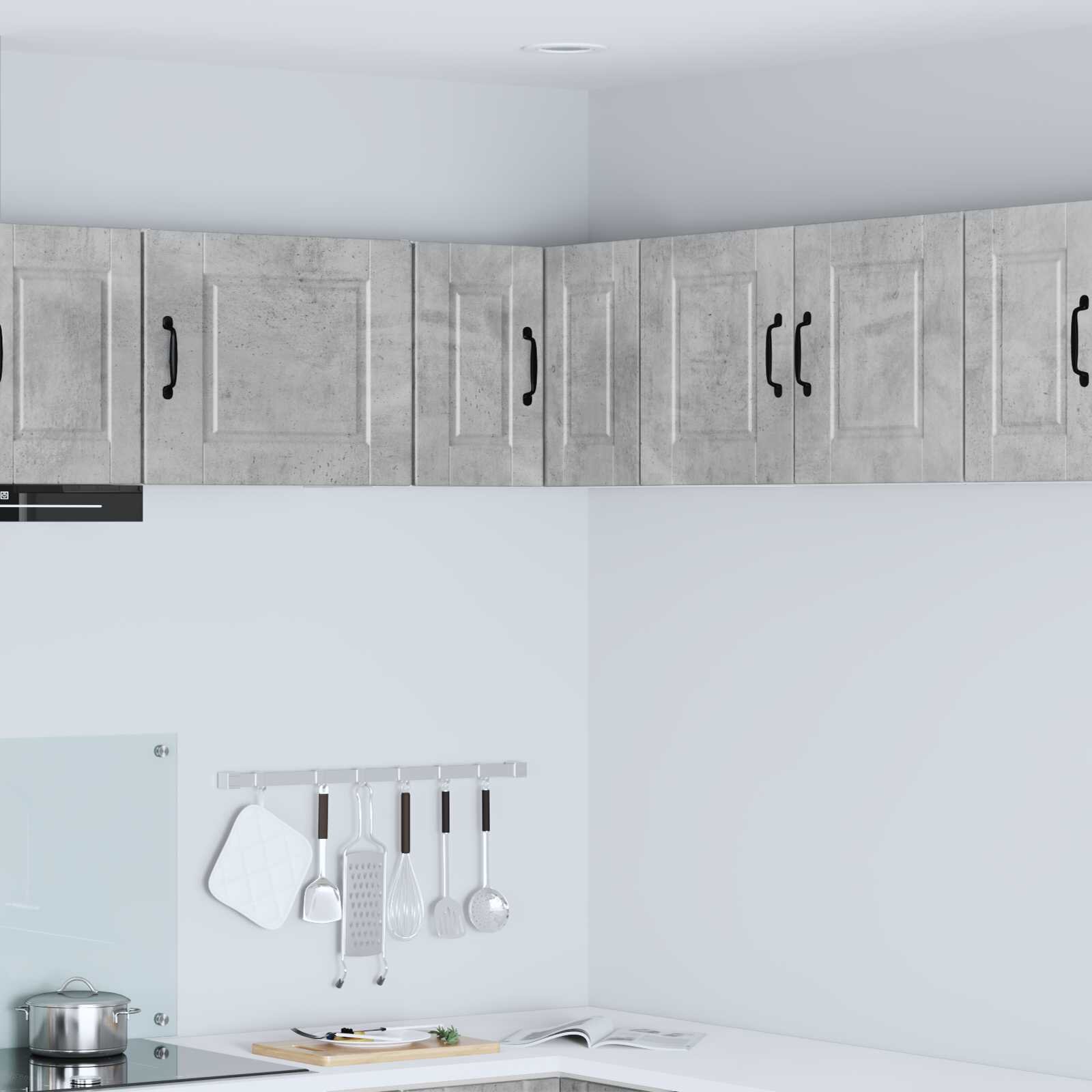 vidaXL Стенно ъглово шкафче PORTO Бетонно сиво 57 x 57 x 40 см