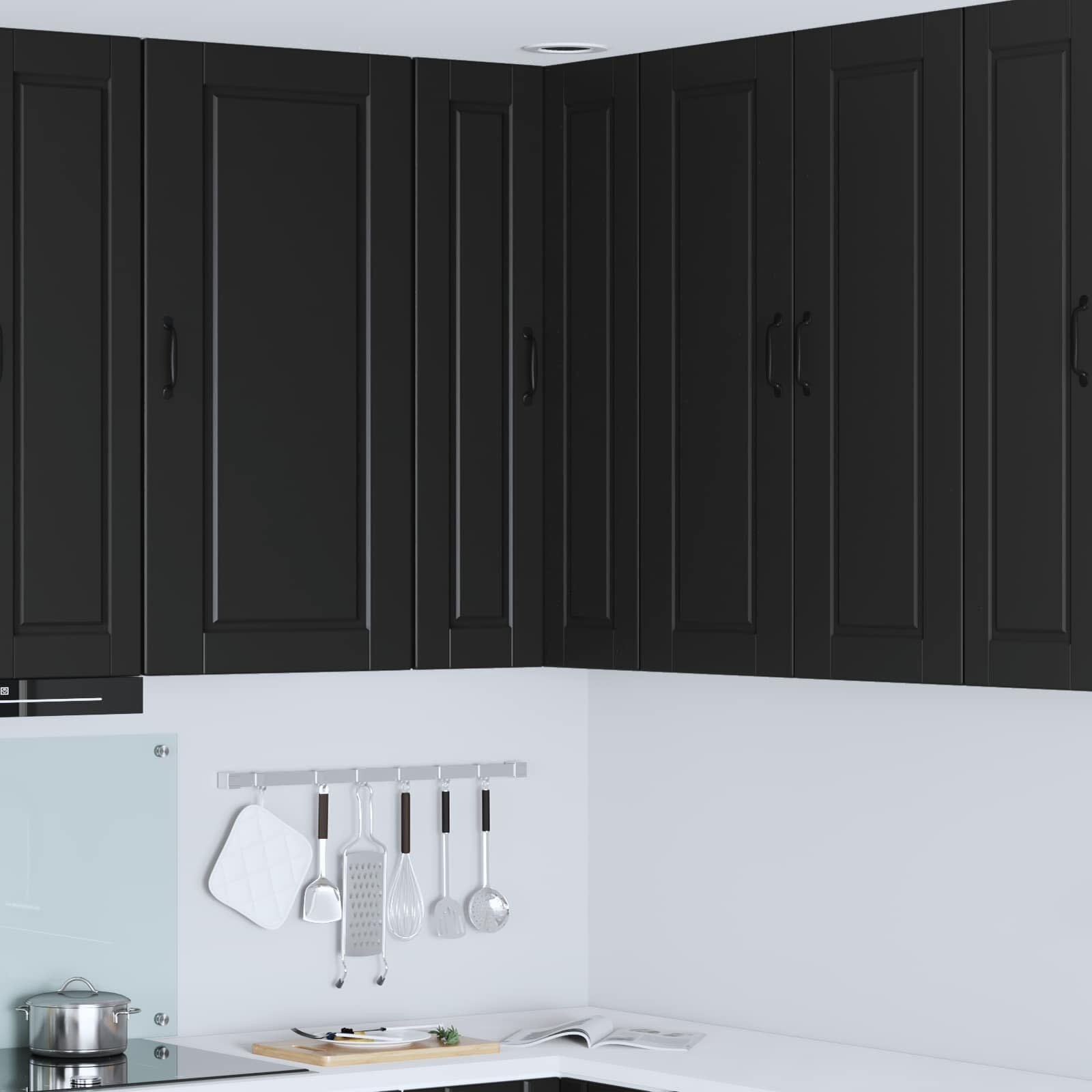vidaXL Стенно ъглово шкафче PORTO Черно 57 x 57 x 100 см
