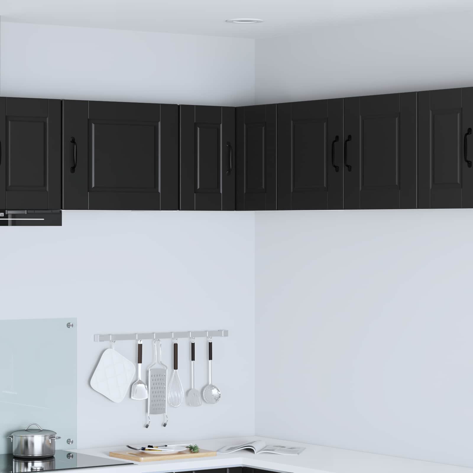 vidaXL Стенно ъглово шкафче PORTO Черно 57 x 57 x 40 см