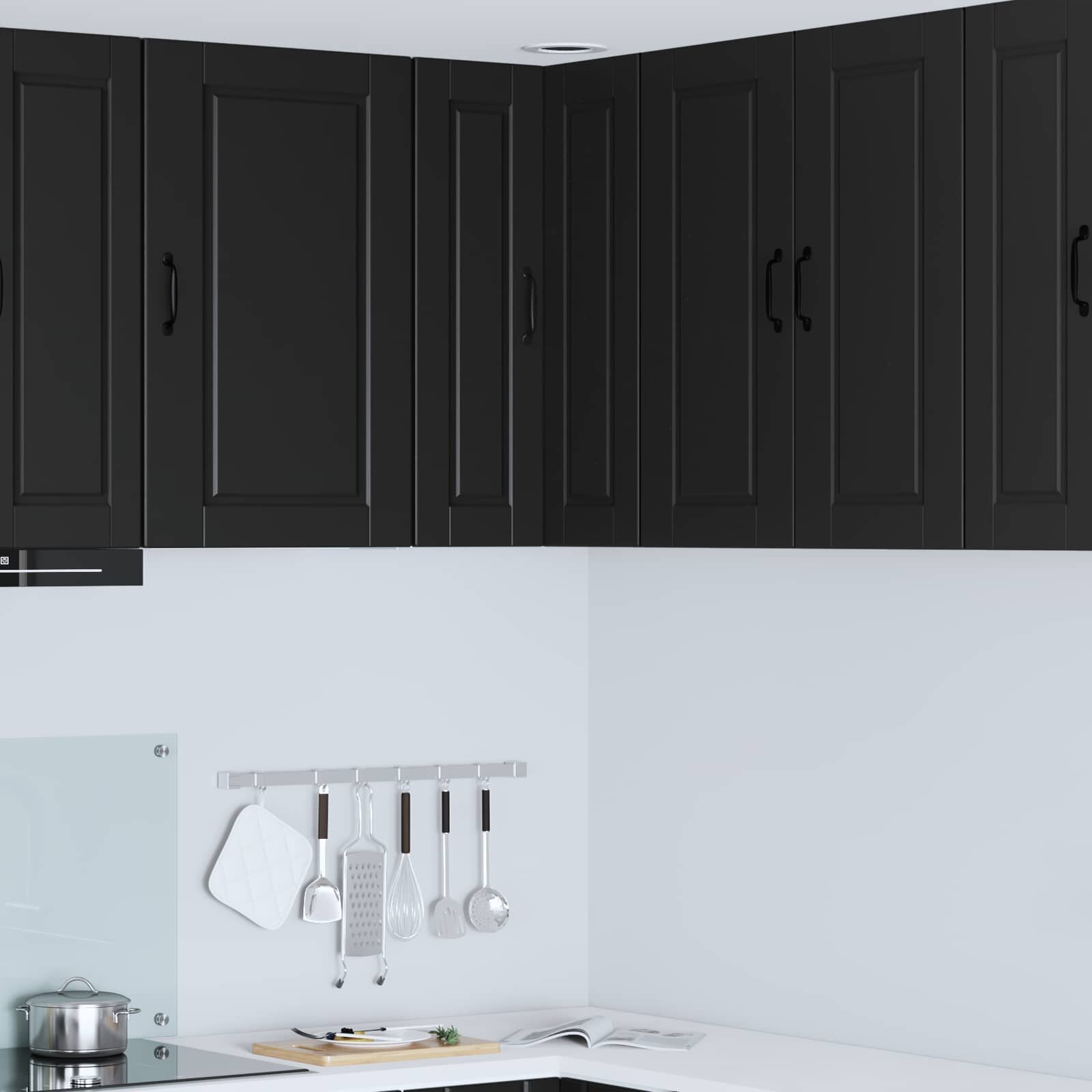 vidaXL Стенно ъглово шкафче PORTO Черно 57 x 57 x 80 см