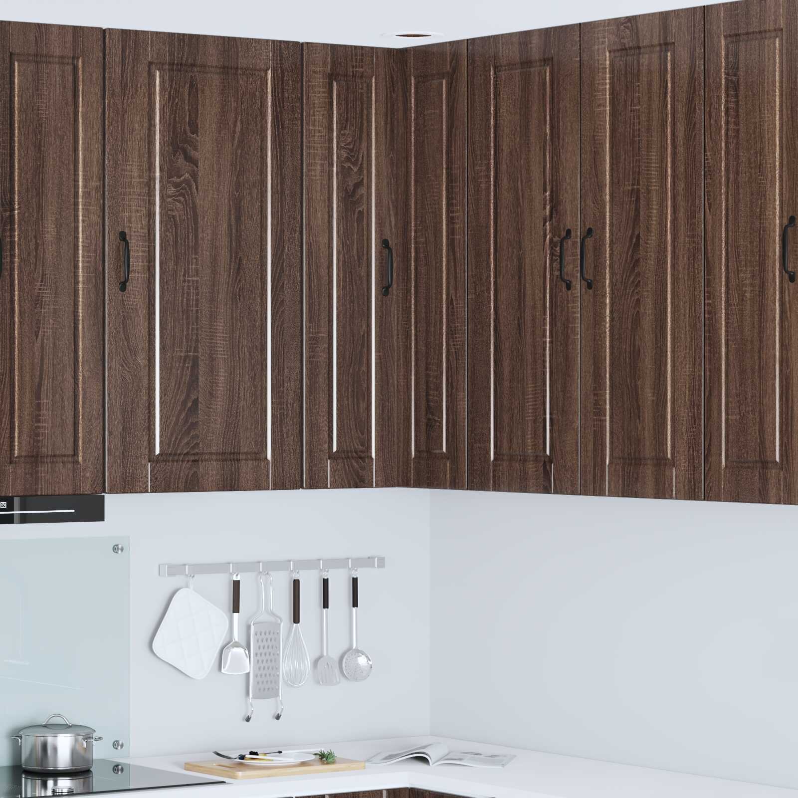 vidaXL Стенно ъглово шкафче PORTO Кафяв дъб 57 x 57 x 100 см
