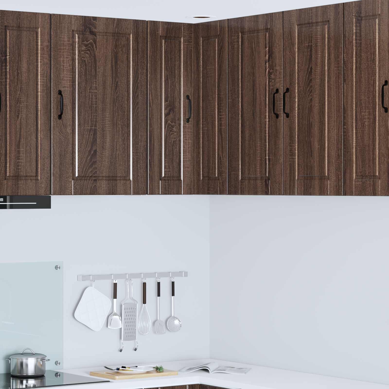 vidaXL Стенно ъглово шкафче PORTO Кафяв дъб 57 x 57 x 80 см