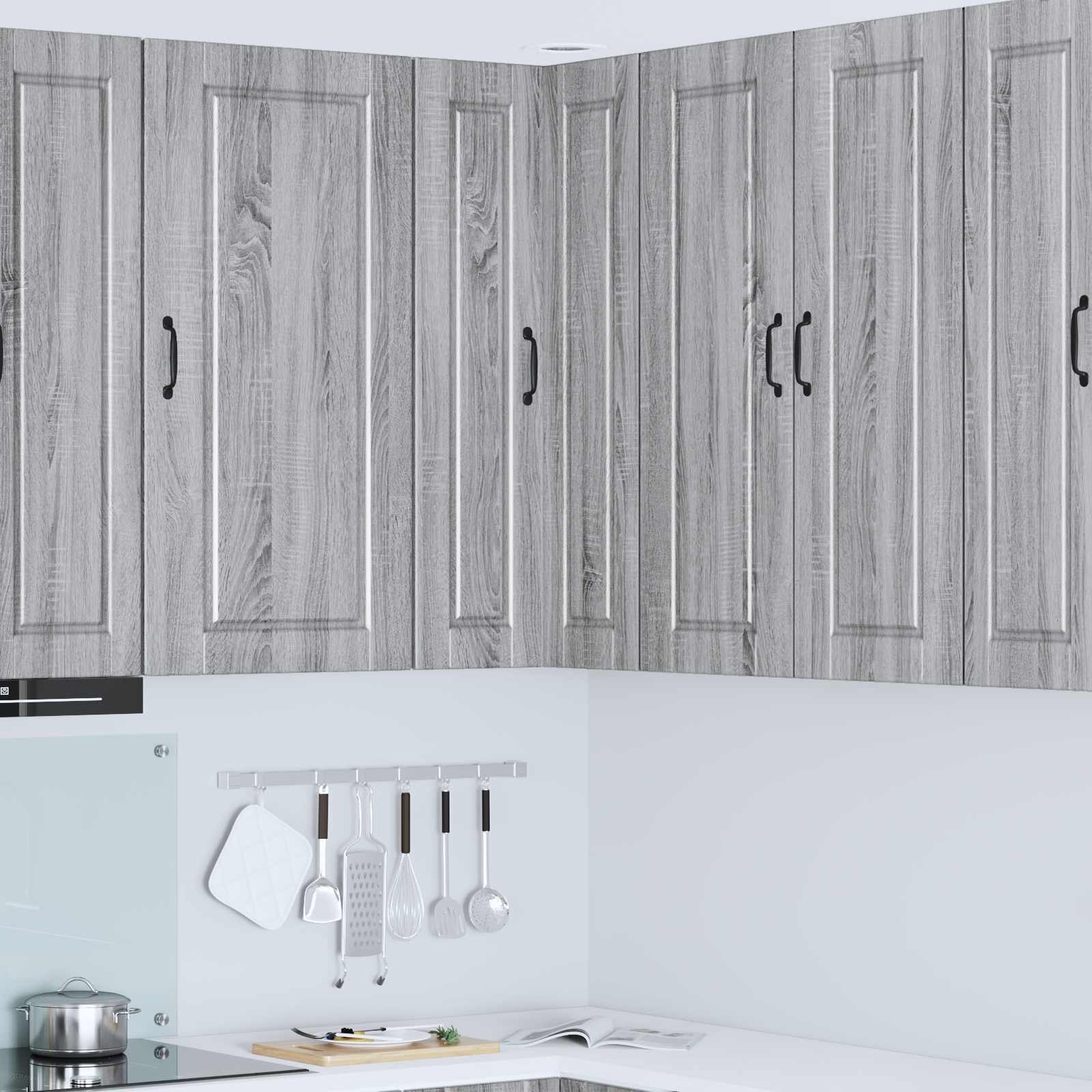 vidaXL Стенно ъглово шкафче PORTO Сив Сонома 57 x 57 x 100 см