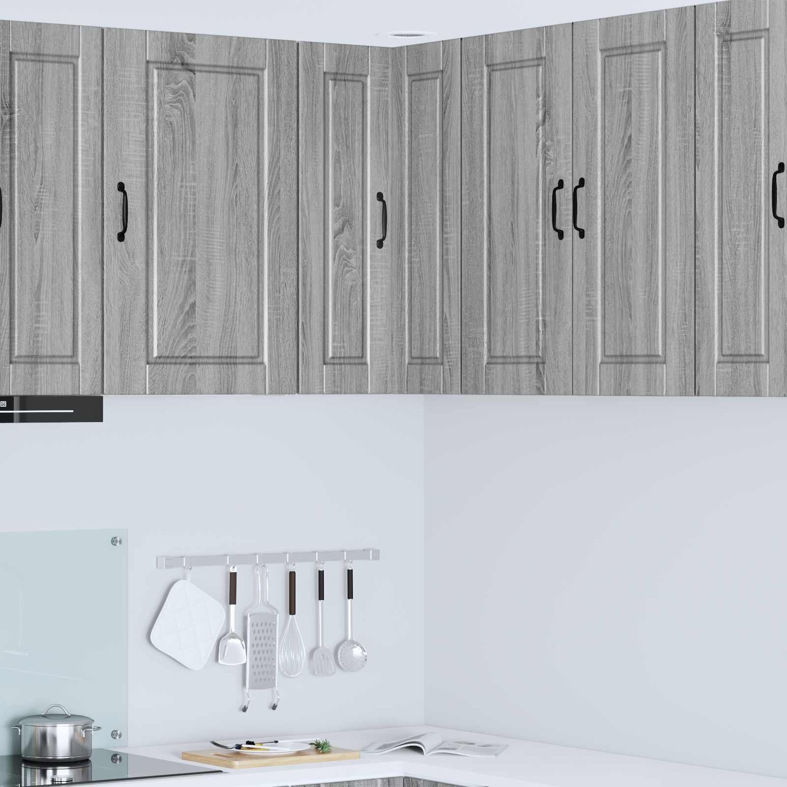 vidaXL Стенно ъглово шкафче PORTO Сив Сонома 57 x 57 x 80 см