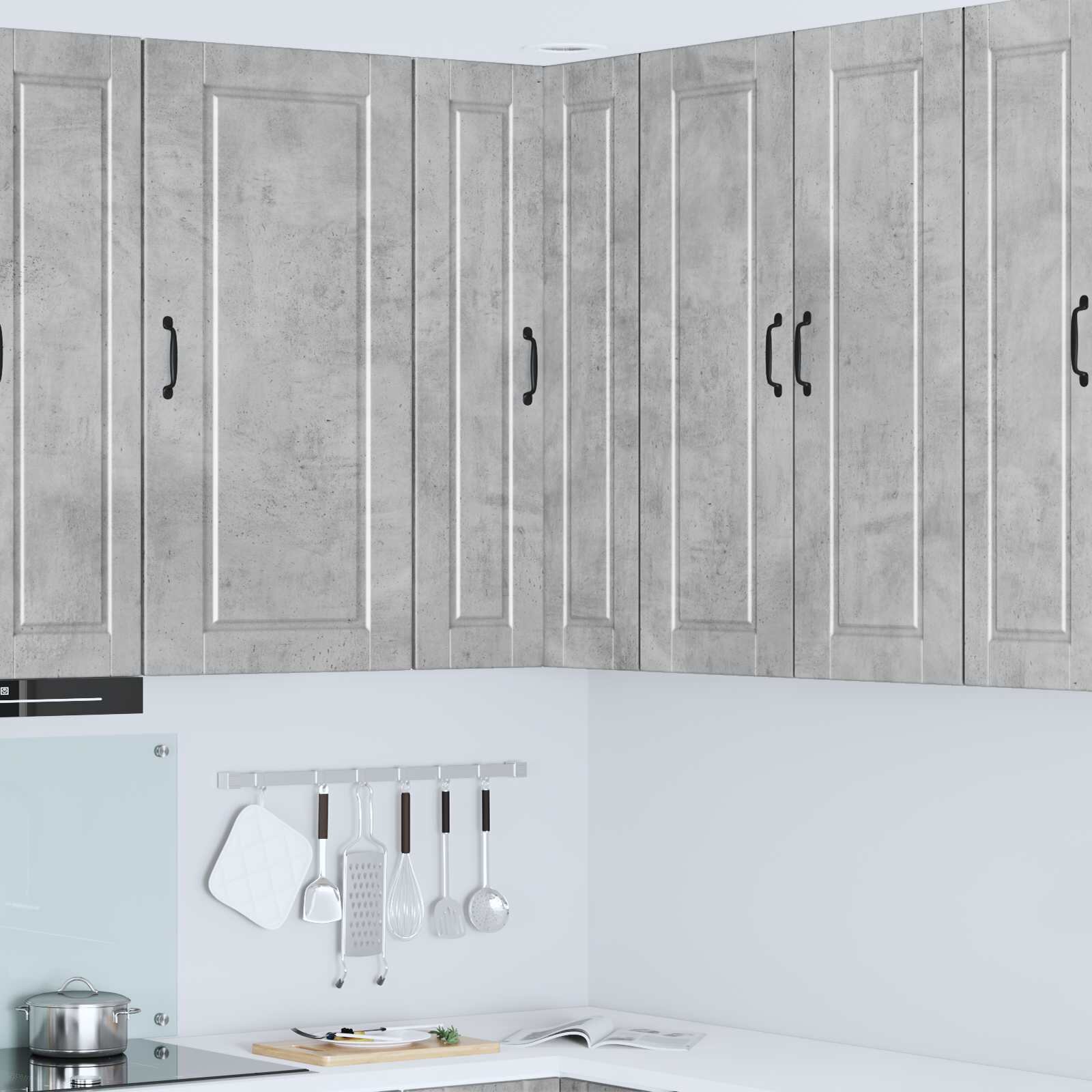 vidaXL Стенно ъглово шкафче PORTO Циментено сиво 57 x 57 x 100 см