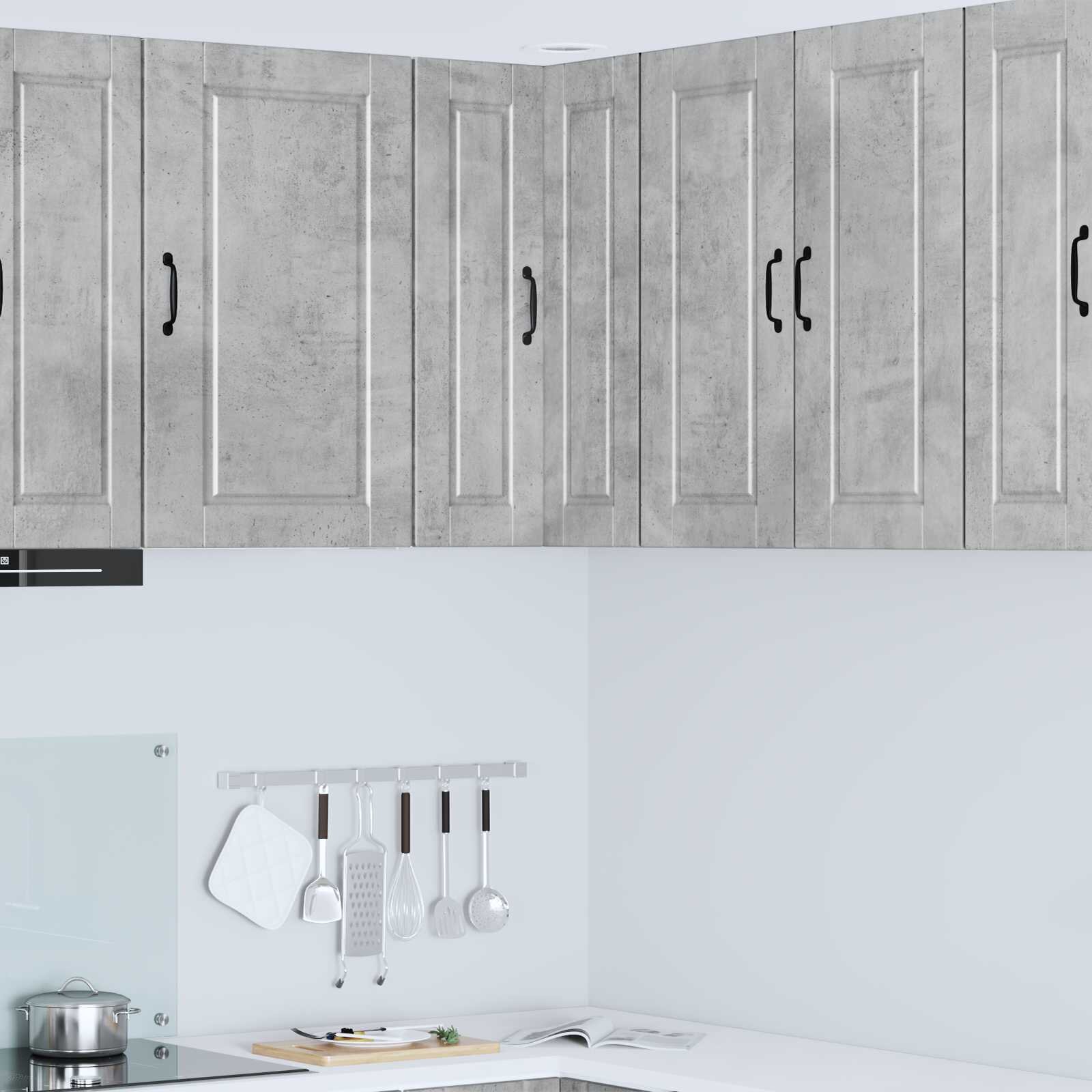 vidaXL Стенно ъглово шкафче PORTO Циментено сиво 57 x 57 x 80 см