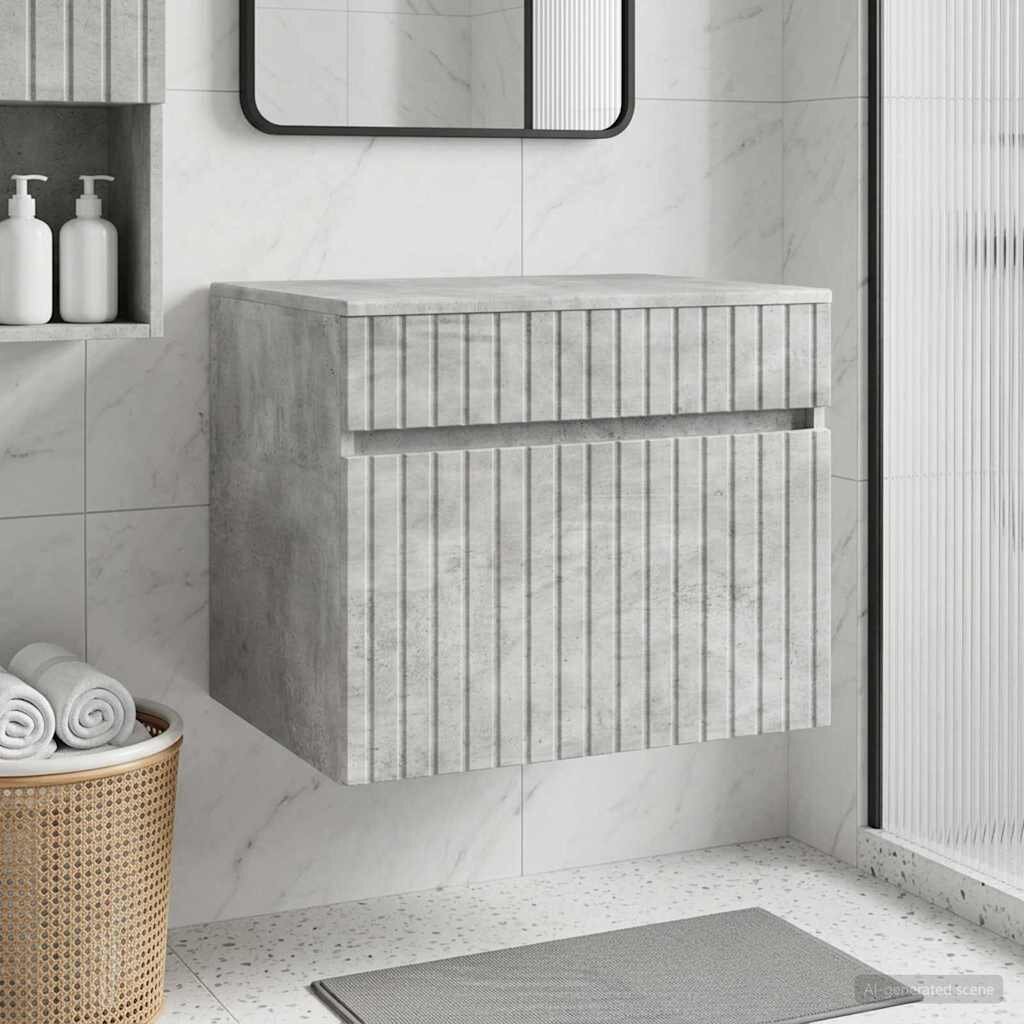 vidaXL Стенно Баня Кабинет Бетонно сиво 59 x 445 x 50 см
