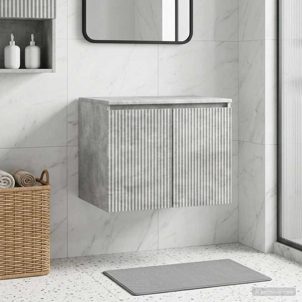 vidaXL Стенно Баня Кабинет Бетонно сиво 625 x 445 x 50 см