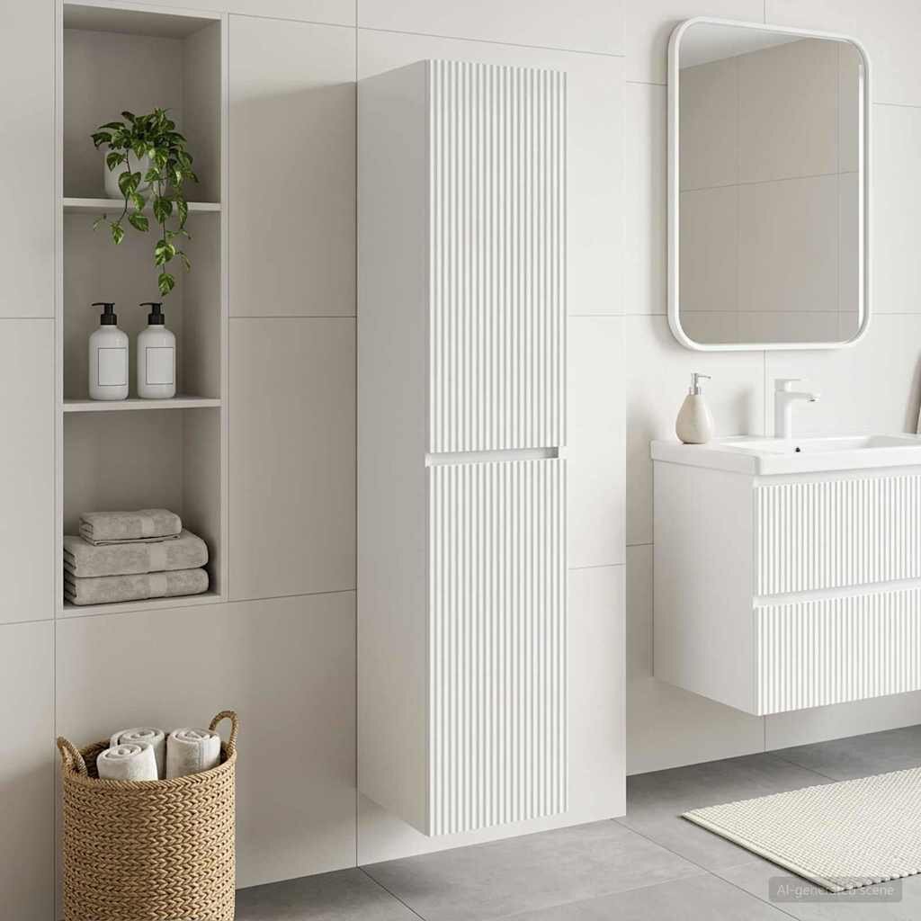 vidaXL Стенно Баня Кабинет Бял гланц 33 x 345 x 160 см