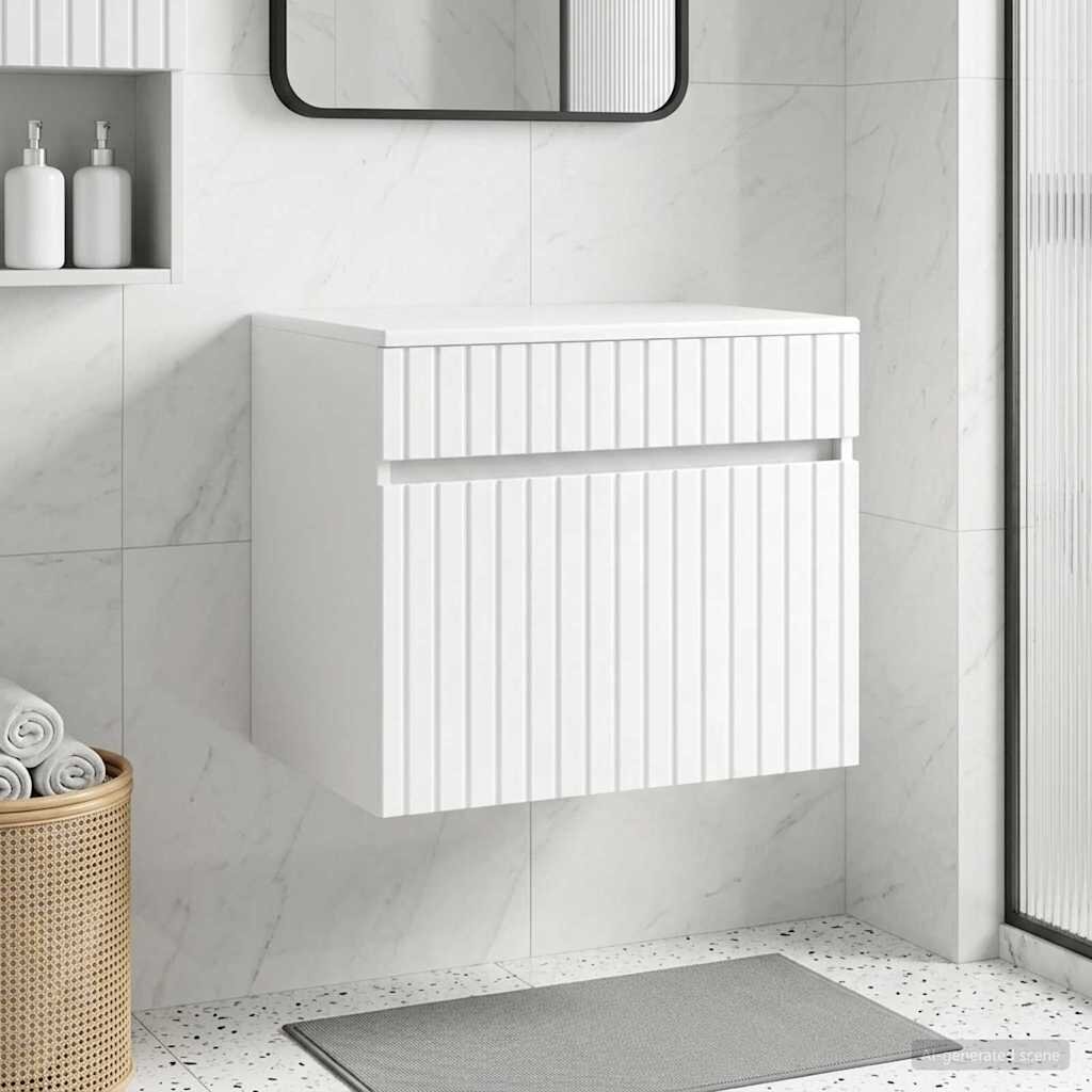 vidaXL Стенно Баня Кабинет Бял гланц 59 x 445 x 50 см