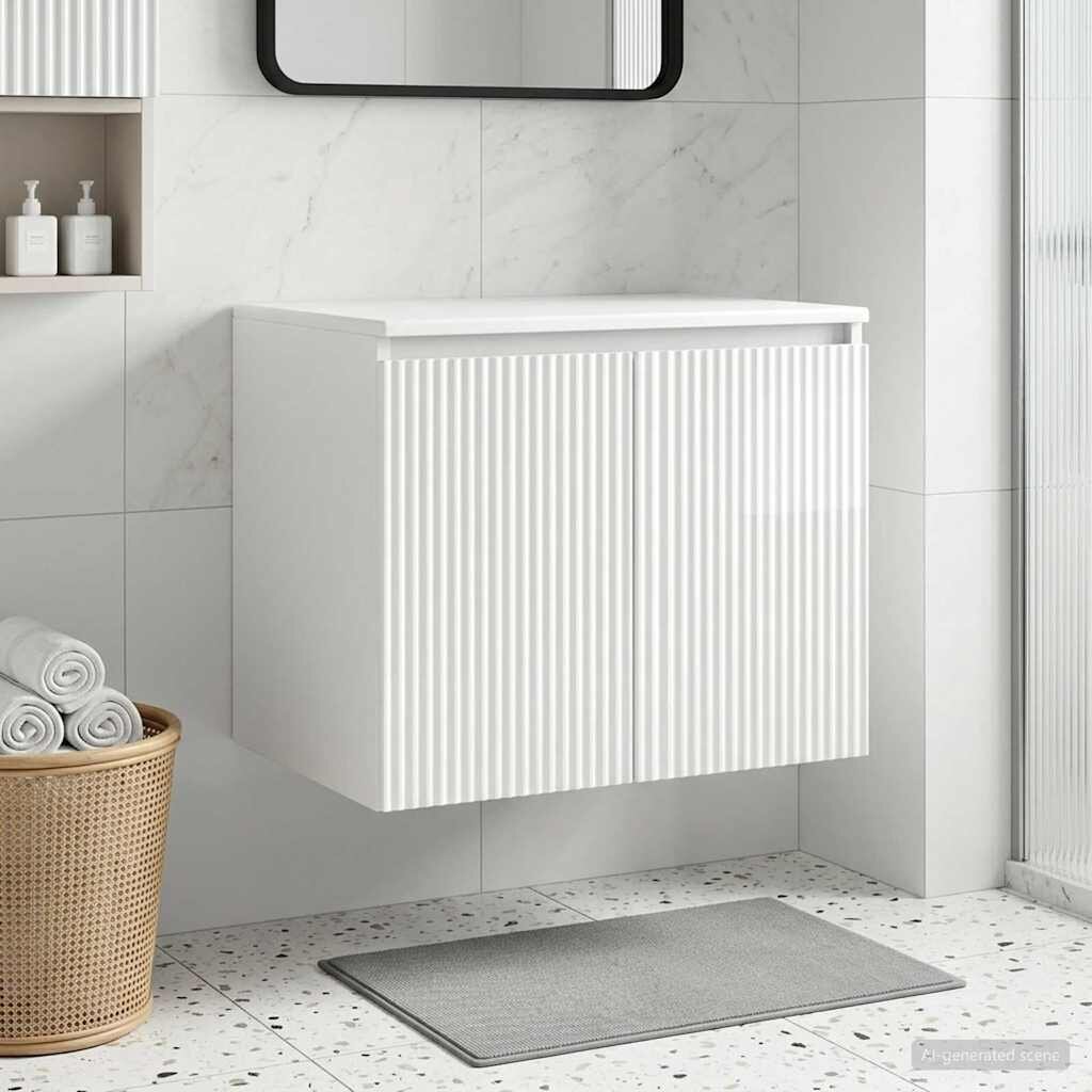 vidaXL Стенно Баня Кабинет Бял гланц 625 x 445 x 50 см