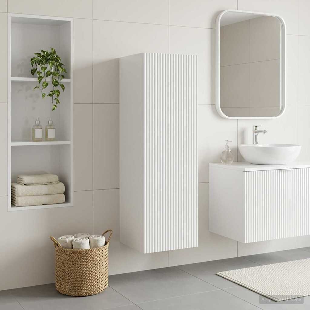 vidaXL Стенно Баня Кабинет Бяло 33 x 345 x 100 см Инженерна дървесина
