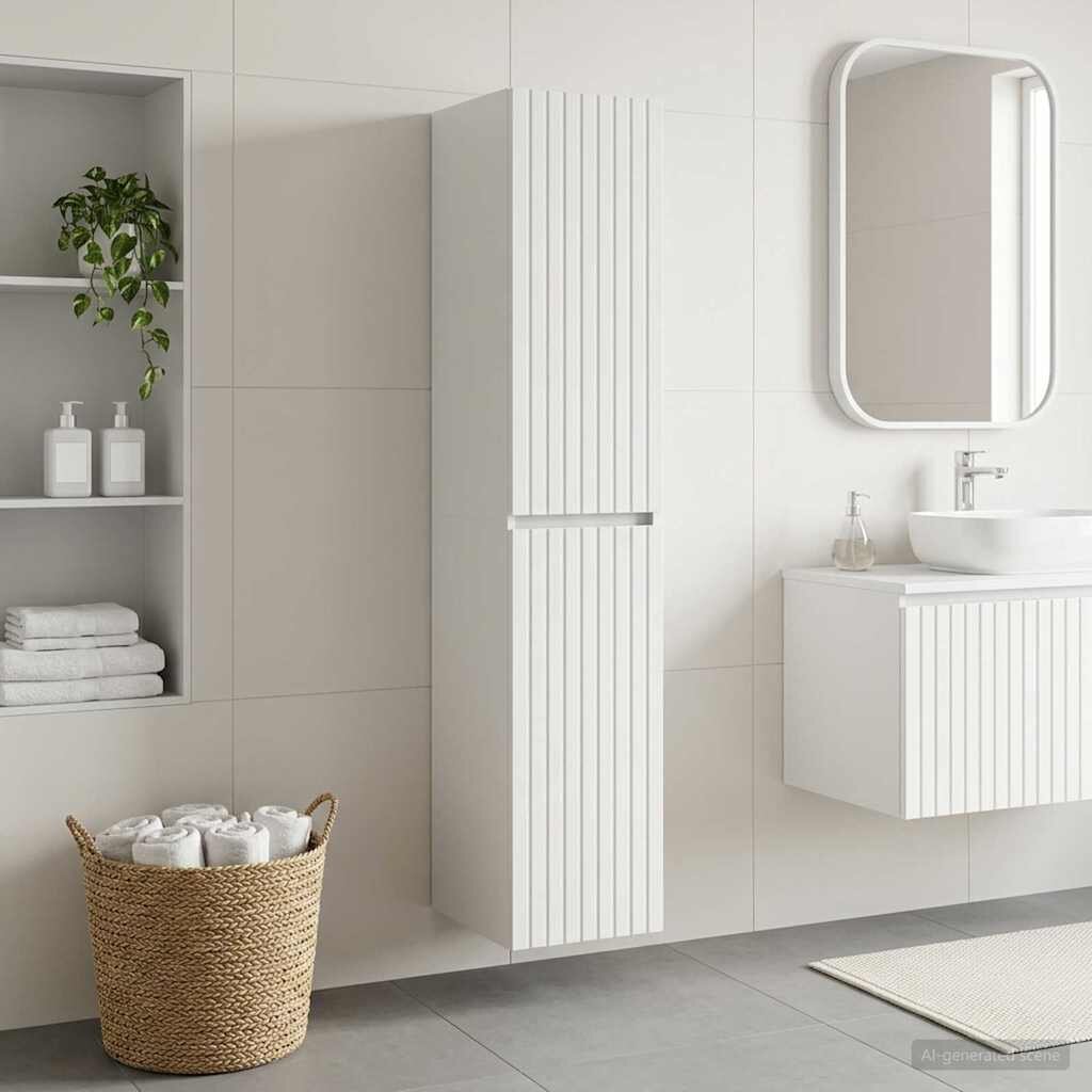 vidaXL Стенно Баня Кабинет Бяло 33 x 345 x 160 см Инженерна дървесина