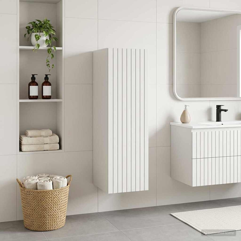 vidaXL Стенно Баня Кабинет Бяло 33 x 345 x 60 см Инженерна дървесина