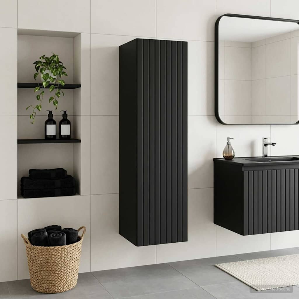 vidaXL Стенно Баня Кабинет Черно 33 x 345 x 100 см