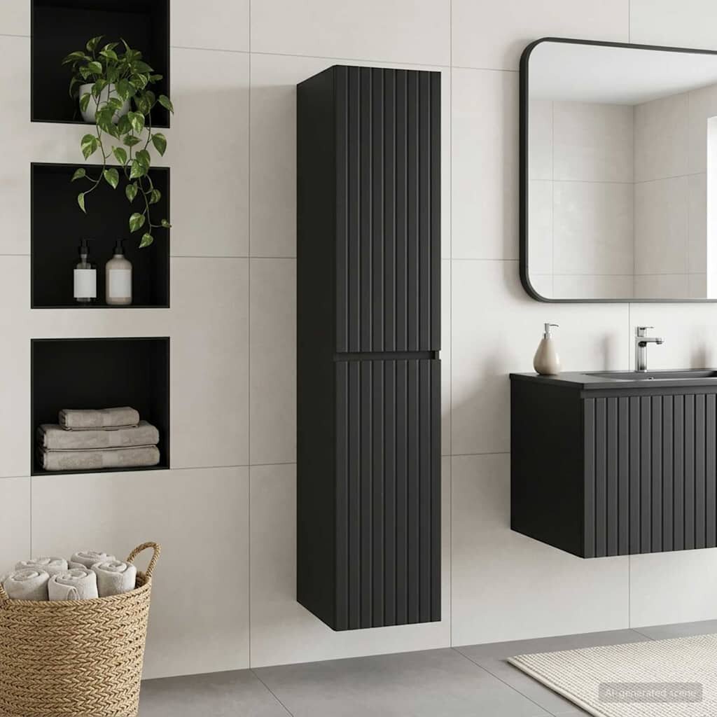 vidaXL Стенно Баня Кабинет Черно 33 x 345 x 160 см
