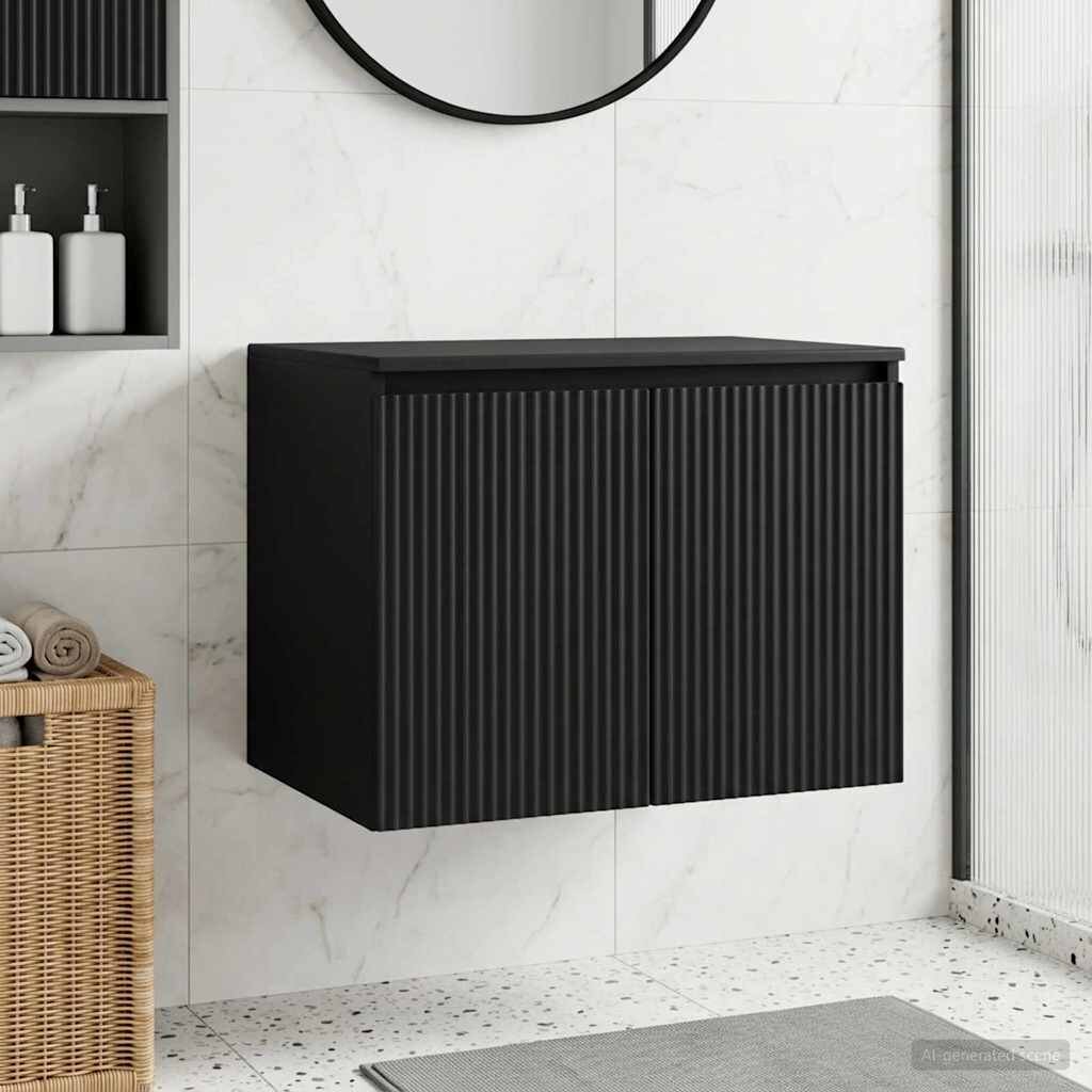 vidaXL Стенно Баня Кабинет Черно 625 x 445 x 50 см