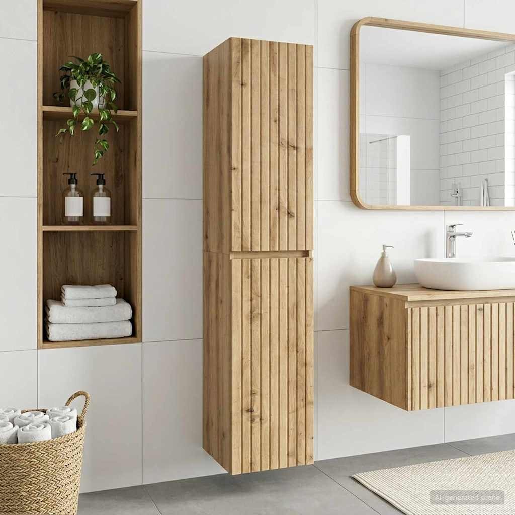 vidaXL Стенно Баня Кабинет Дъб артизан 33 x 345 x 160 см