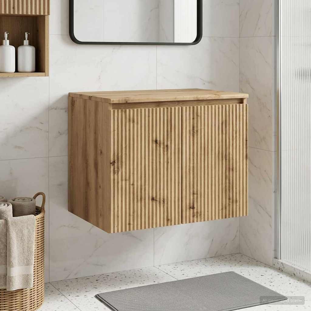 vidaXL Стенно Баня Кабинет Дъб артизан 625 x 445 x 50 см