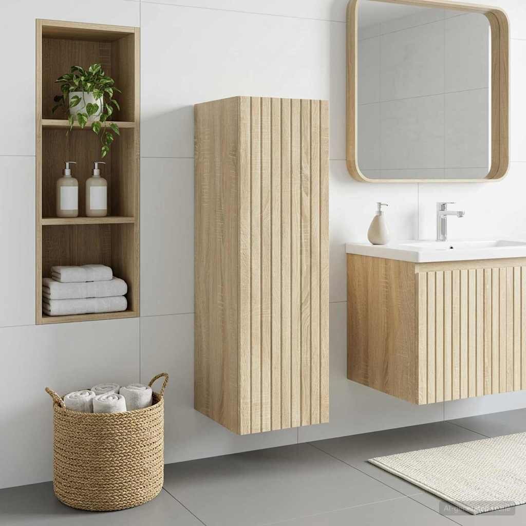 vidaXL Стенно Баня Кабинет Дъб сонома 33 x 345 x 100 см