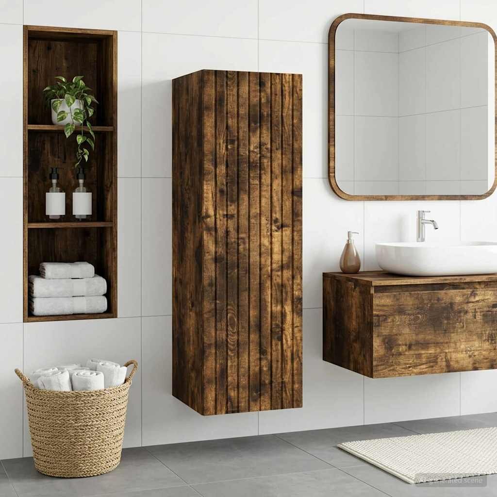 vidaXL Стенно Баня Кабинет Опушен дъб 33 x 345 x 100 см
