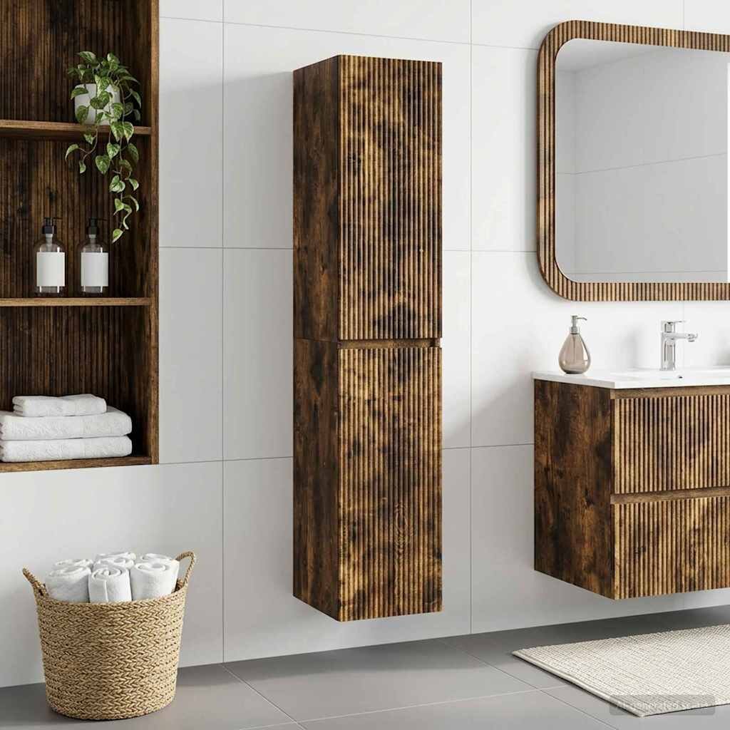 vidaXL Стенно Баня Кабинет Опушен дъб 33 x 345 x 160 см