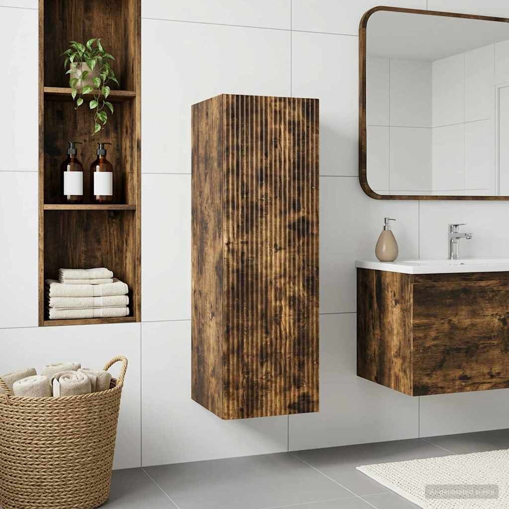 vidaXL Стенно Баня Кабинет Опушен дъб 33 x 345 x 60 см