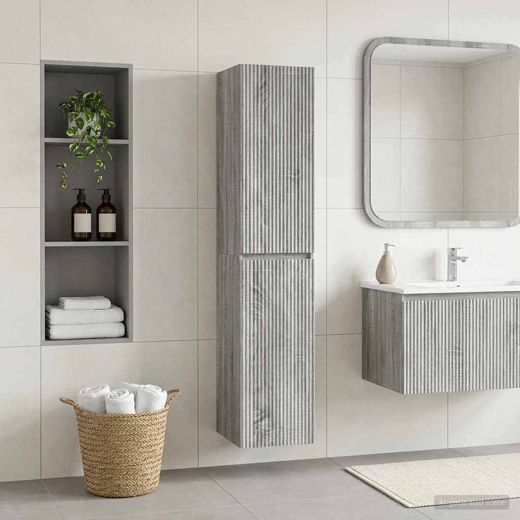 vidaXL Стенно Баня Кабинет Сив Сонома 33 x 345 x 160 см