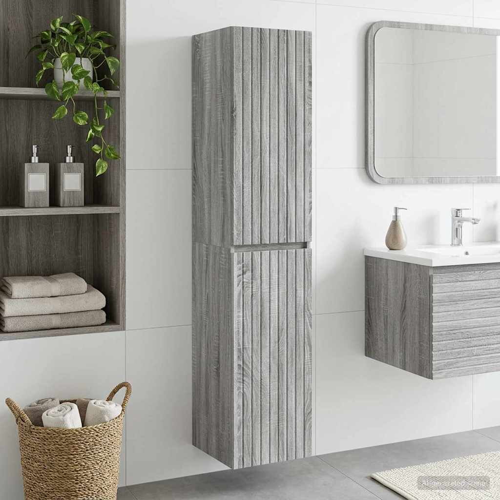 vidaXL Стенно Баня Кабинет Сив Сонома 33 x 345 x 160 см