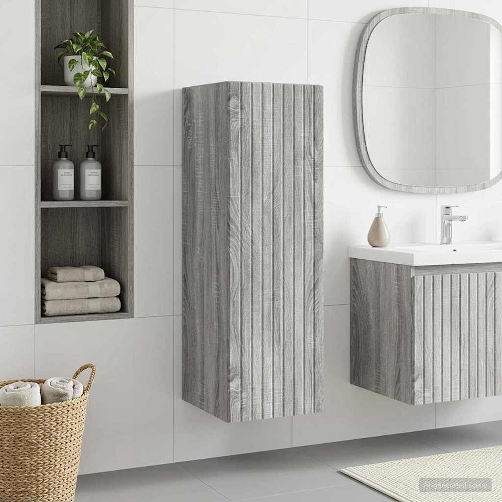 vidaXL Стенно Баня Кабинет Сив Сонома 33 x 345 x 60 см