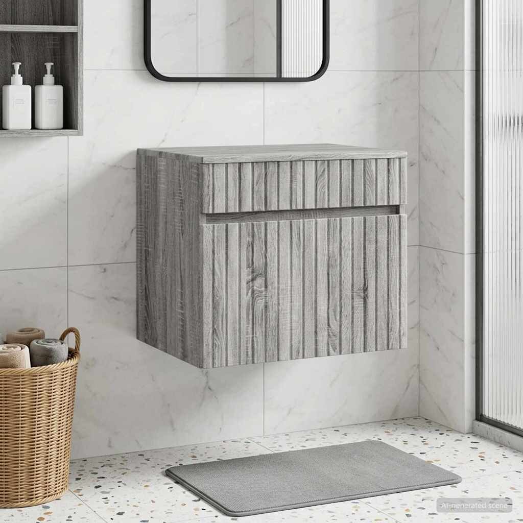 vidaXL Стенно Баня Кабинет Сив Сонома 59 x 445 x 50 см