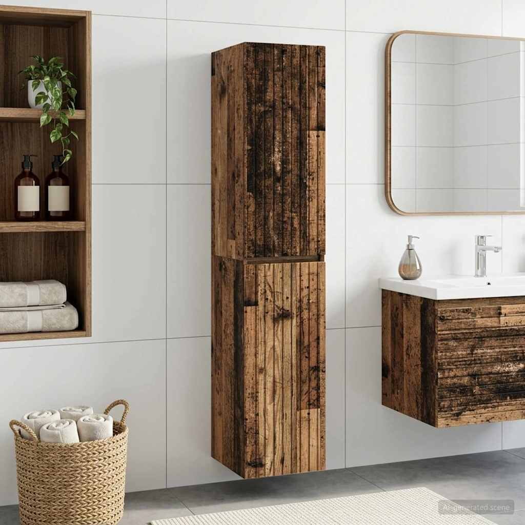 vidaXL Стенно Баня Кабинет Старо дърво 33 x 345 x 160 см