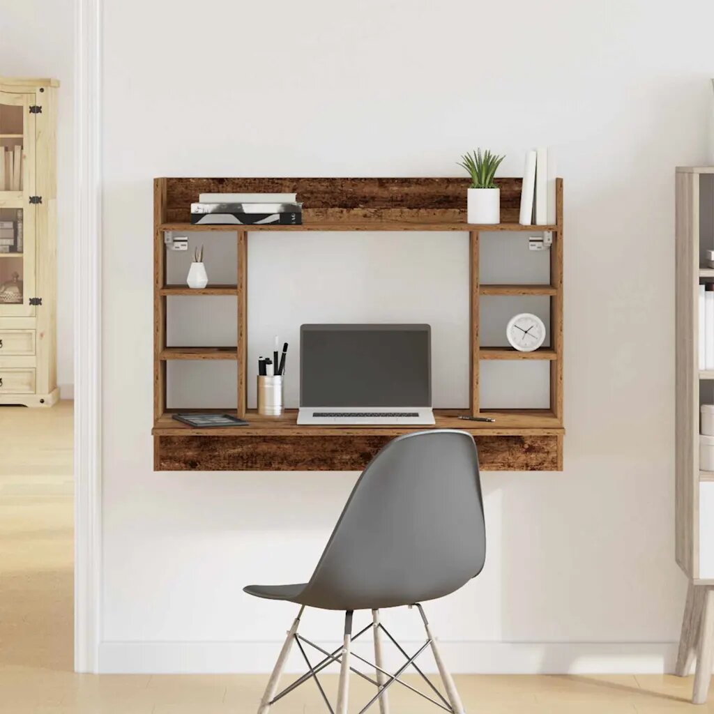vidaXL Стенно бюро Старо дърво 105 x 48 x 75 см Инженерна дървесина